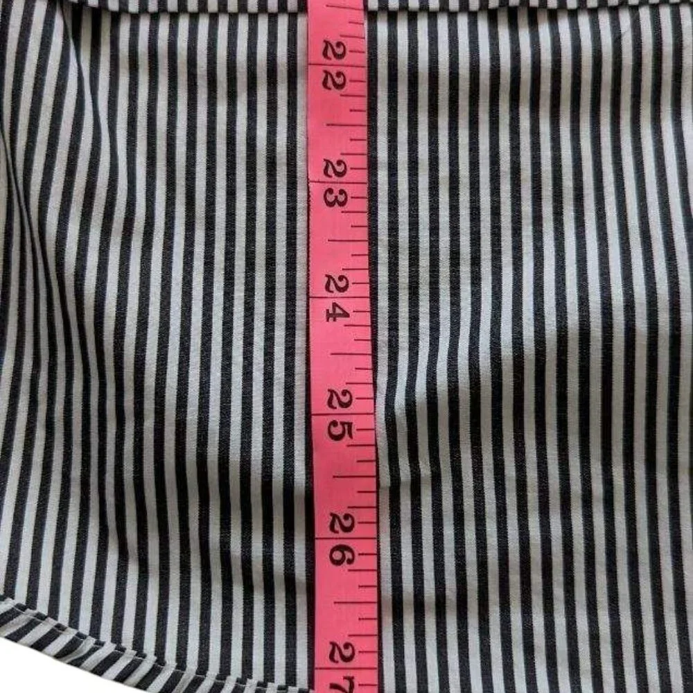 J. Crew Striped Gray Button-Shoulder Long-Sleeve Blouse